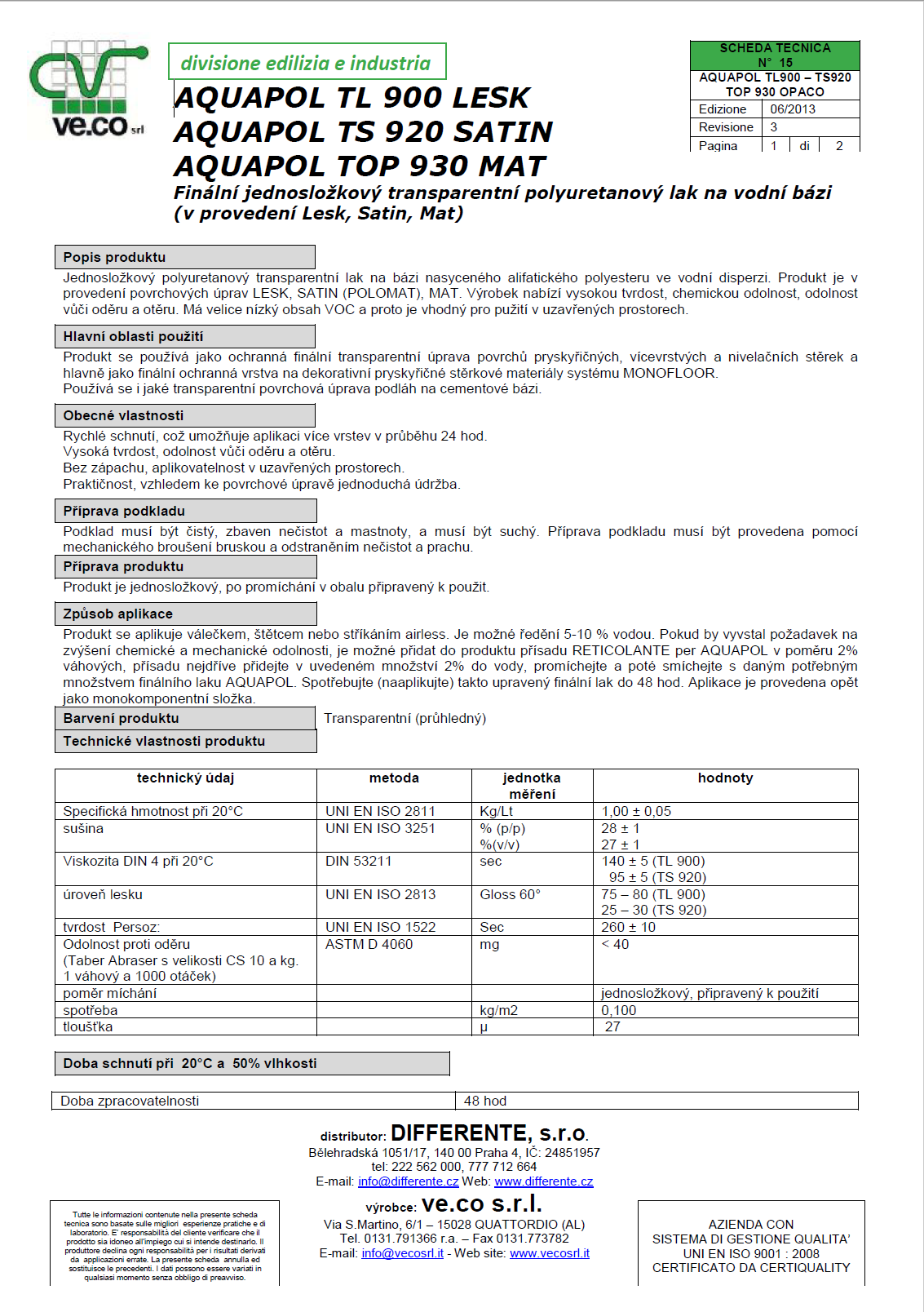 Technický list Technický list
