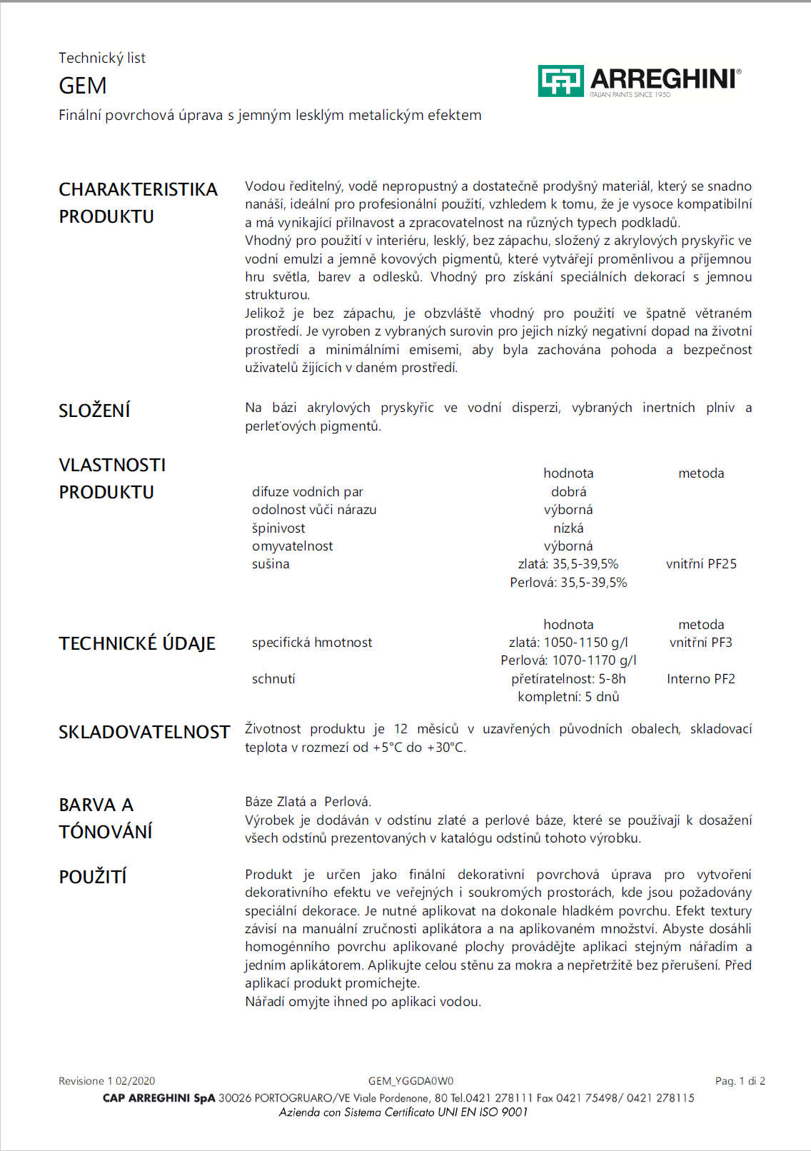 Technický list Technický list